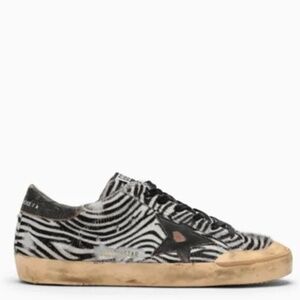 Golden Goose Superstar leather low trainers zebra print!